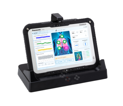Toughbook Dock supporting the Vibrome health monitoring system in clinical and field environments